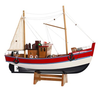 Bateau à voiles décoratif pêcheur 40x13.5x35cm WADIGA
