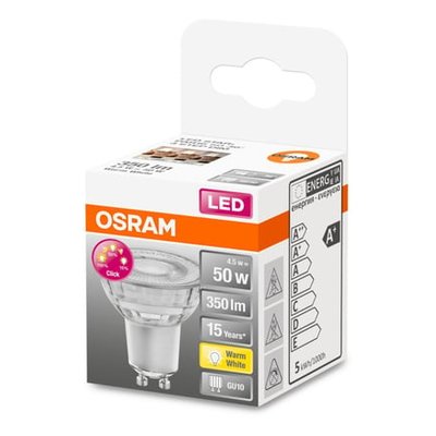 Spot Led 3 Temps Verre Clair Gu10 4,3w=50 Chaud OSRAM