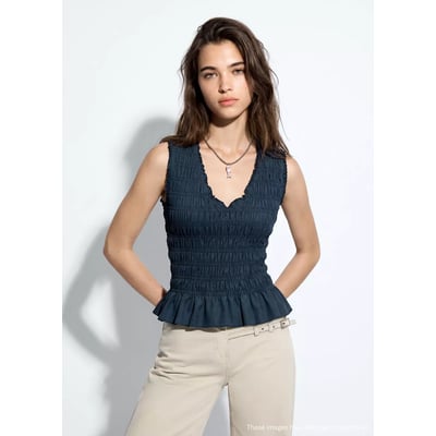Top coton froncé MANGO TEEN