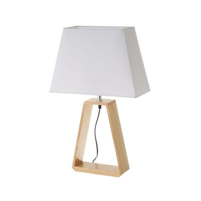 Lampe à Poser Triangle Bois et Abat-jour Blanc - Hauteur 60cm WADIGA
