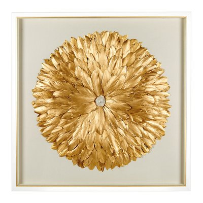 Décoration murale FLEUR en plumes - Doré BLANC D’IVOIRE