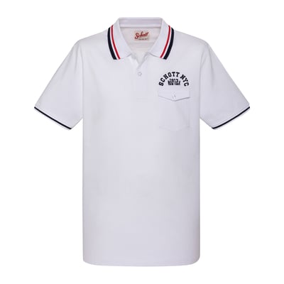 Polo shirt with flap pocket and tricolour trim SCHOTT