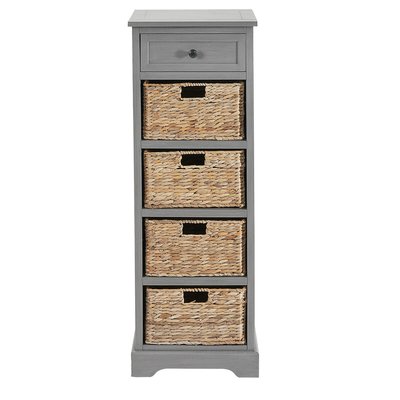 Tall Wooden Drawers with Banana Leaf Basket Storage SO'HOME