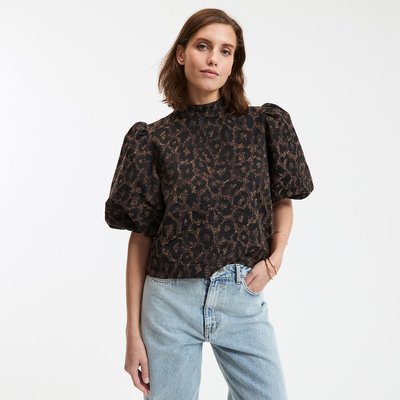 Camicetta a collo alto, jacquard leopardato LA REDOUTE COLLECTIONS
