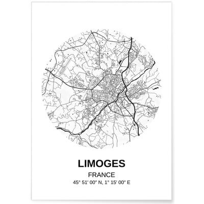 Affiche Carte Limoges L'AFFICHERIE