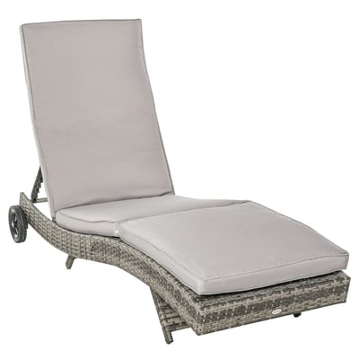 Chaise longue simple en rotin (modèle simple) OUTSUNNY