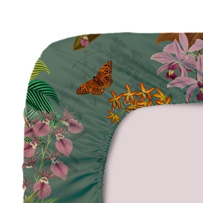 Drap housse b35 percale de coton 80 fils NUIT D ORCHIDEES GARNIER-THIEBAUT