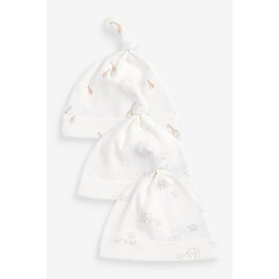 Bonnets Naissance à Oreilles D'ours - Lot De 2 En Maille Coton Doux - Pour Nouveau-né, Hiver - Taille Unique Réversible
