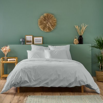 Parure de lit unie PERCALE DE COTON BLEU CALIN
