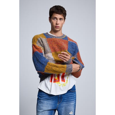 pull patchwork en maille DESIGUAL