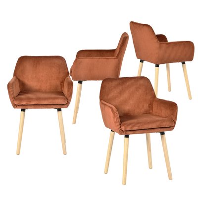 Lot de 4 chaises de salle à manger velours côtelé scandinave, ELIA MEUBLES COSY