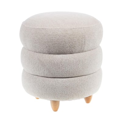 Pouf Nuage D42 cm rond en tissu et bois - NUAGE AMADEUS