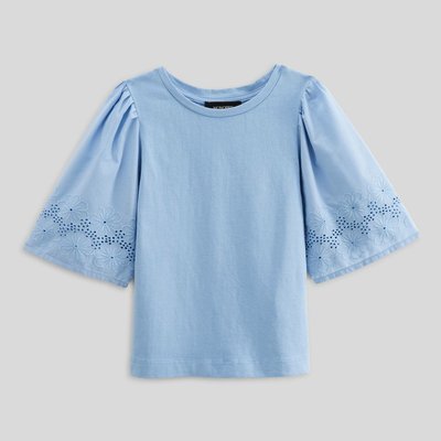 T-shirt manches brodées en coton BIO MONOPRIX