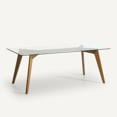 Kristal Glass and Walnut Rectangular Table AM.PM