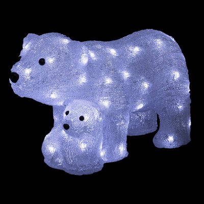 Ours et ourson lumineux extérieur H27cm 60 LED à panneau solaire FEERIC LIGHTS & CHRISTMAS