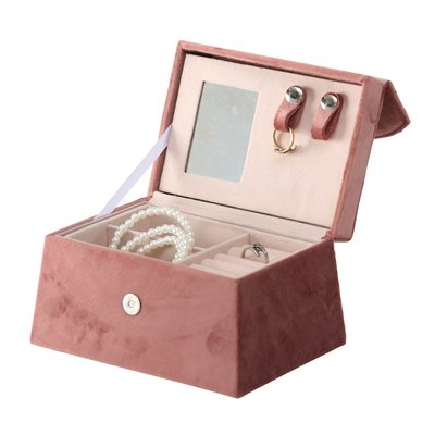 Boîte à bijoux tissu vieux rose 17x12x18cm WADIGA
