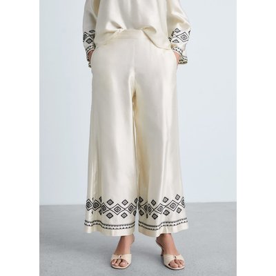 Pantalon wideleg bas brodé MANGO