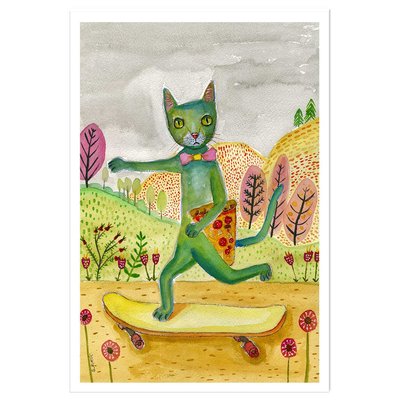 Affiche enfant pizza cat HEXOA