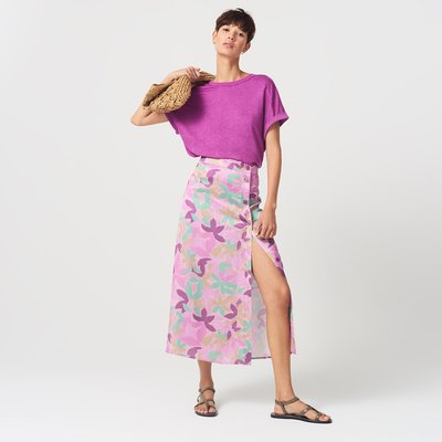 T-shirt col rond en lin LA REDOUTE COLLECTIONS