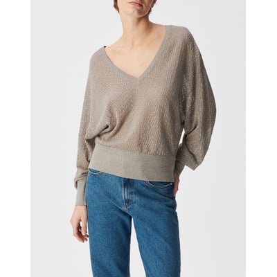 Maglia a maniche lunghe con scollo a V con filato metallizzato IKKS
