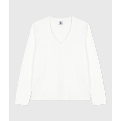 Le Droit T-Shirt with V-Neck and Long Sleeves PETIT BATEAU