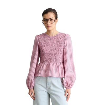 Blouse à rayures péplum slim avec partie supérieure smockée MARC O’POLO DENIM