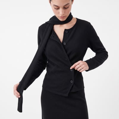 Cardigan pour femme écharpe intégrée croisé asymétrique ANENA ARTLOVE