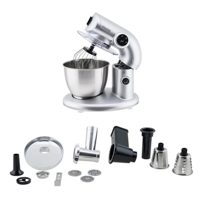 Robot petrin 1000w+ accessoires optionnels - km80 s silver + ac8 H.KOENIG