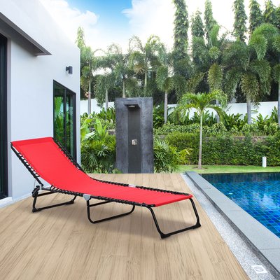 Transat pliable dossier inclinable réglable acier textilène OUTSUNNY