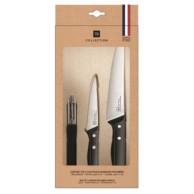 Coffret de 3 couteaux de cuisine manche polymère TB COLLECTION