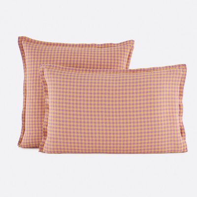 Funda de almohada de lino lavado, Acélie lavanda/ocre LA REDOUTE INTERIEURS