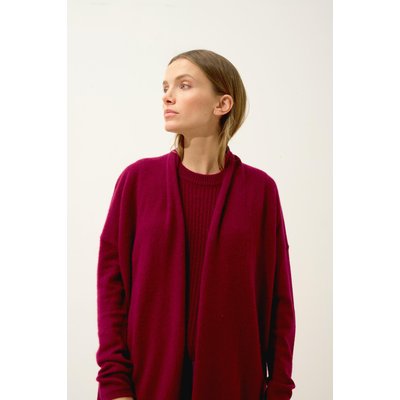 Gilet Long Ouvert Col Châle Bordeaux Maddie JUST CASHMERE