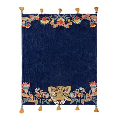 Regal Leopard Embroidered Tasselled Throw WYLDER