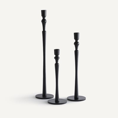 Lot de 3 bougeoirs métal fonte d'aluminium, Elans AM.PM