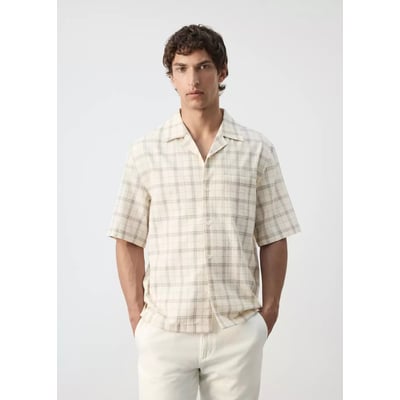 Chemise 100 % coton à carreaux avec col bowling MANGO MAN