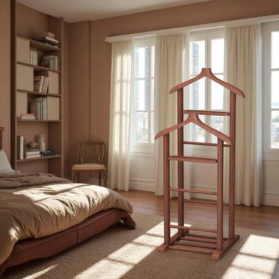 Valet de chambre double - bois marron, vide-poches SITIA PIER IMPORT