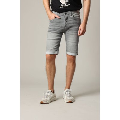 Bermuda en maille denim gris clair vieilli avec braguette à boutons BART DEELUXE