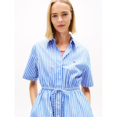Vestido camisero corto, a rayas, cierre con lazo TOMMY JEANS