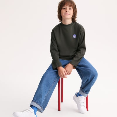 T-shirt manches longues, avec badge poitrine LA REDOUTE COLLECTIONS