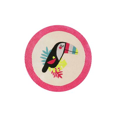 Tapis rond enfant motif toucan tufté main , E-TOUCAN ESPRIT