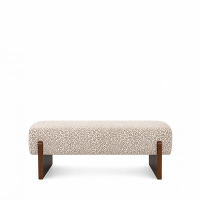 Banc en tissu imprimé léopard et bois- SALLY DRAWER