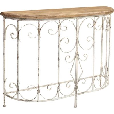 Console romantique en bois et métal finition antique blanche RECOLLECTION