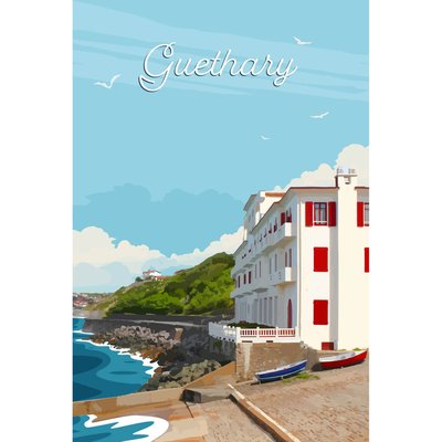 Tableau Mural Illustration Guethary MER CEANOTHE