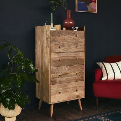 Fresco Mango Wood 5 Drawer Chest Of Drawers SWOON