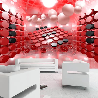 Papier peint intissé panoramique Abstractions Playing in red and black EDEN
