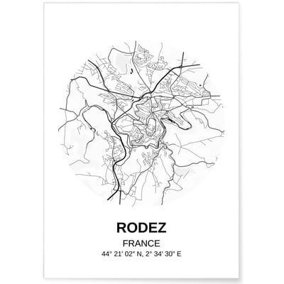 Affiche Carte Rodez L'AFFICHERIE