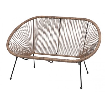 Canapé de jardin 2 places en résine taupe Strings - 137x92x85cm SUNNYDAYS