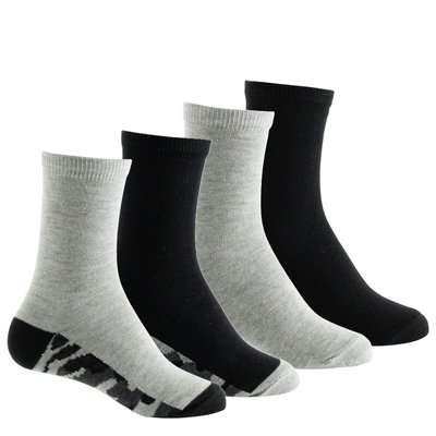 Lot de 4 paires de mi-chaussettes enfant jersey unies semelle camouflage KINDY