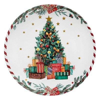 Assiette de présentation "Marché de Noël" D33cm motif sapin ATMOSPHERA
