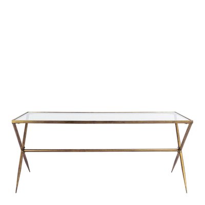 Table ANATOLE verre et métal finition laiton BLANC D’IVOIRE